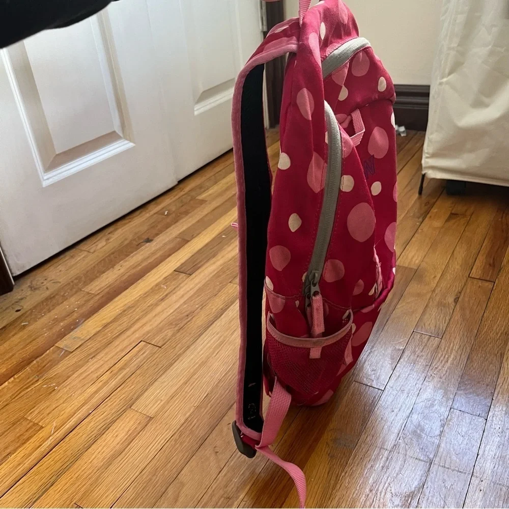 Lands’ End Classmate Girls Pink Polka Dot Initial “CW” Backpack